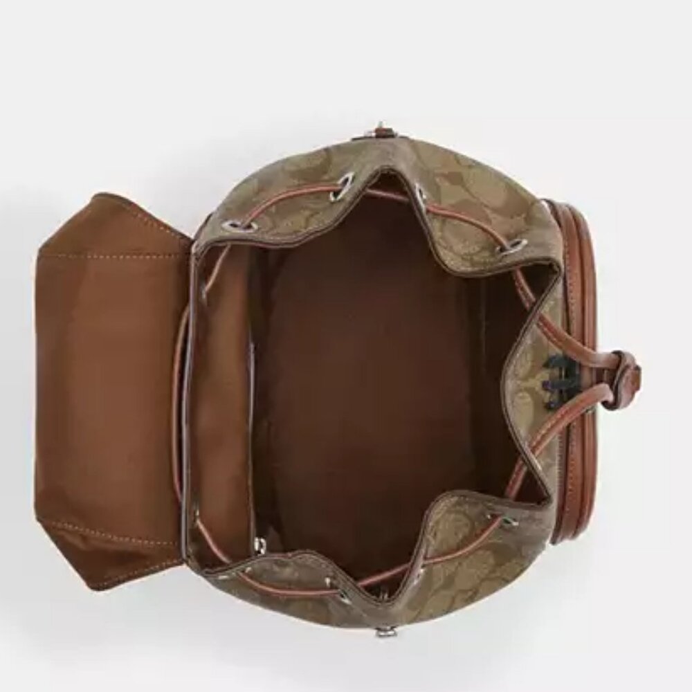 Coach Pace Backpack In Signature Canvas Khaki Saddle CR130 - Picture 2 of 11